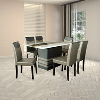 1.4M Marble Dining Table Set MT-62+HY62+DC-161